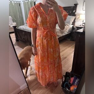 Pinch Vibrant Orange Floral Maxi Dress